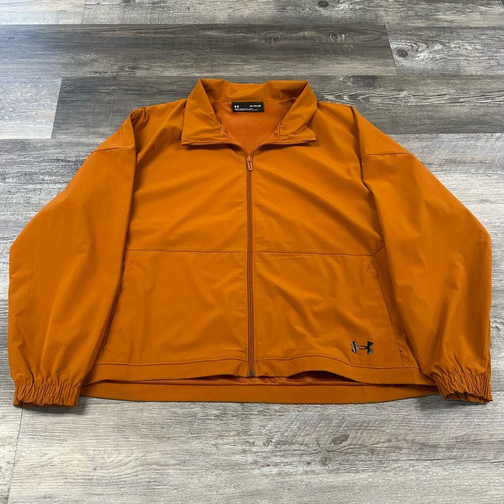 Under Armour Orange Black mens XL Woven Full Zip Track Jacket Waterproof